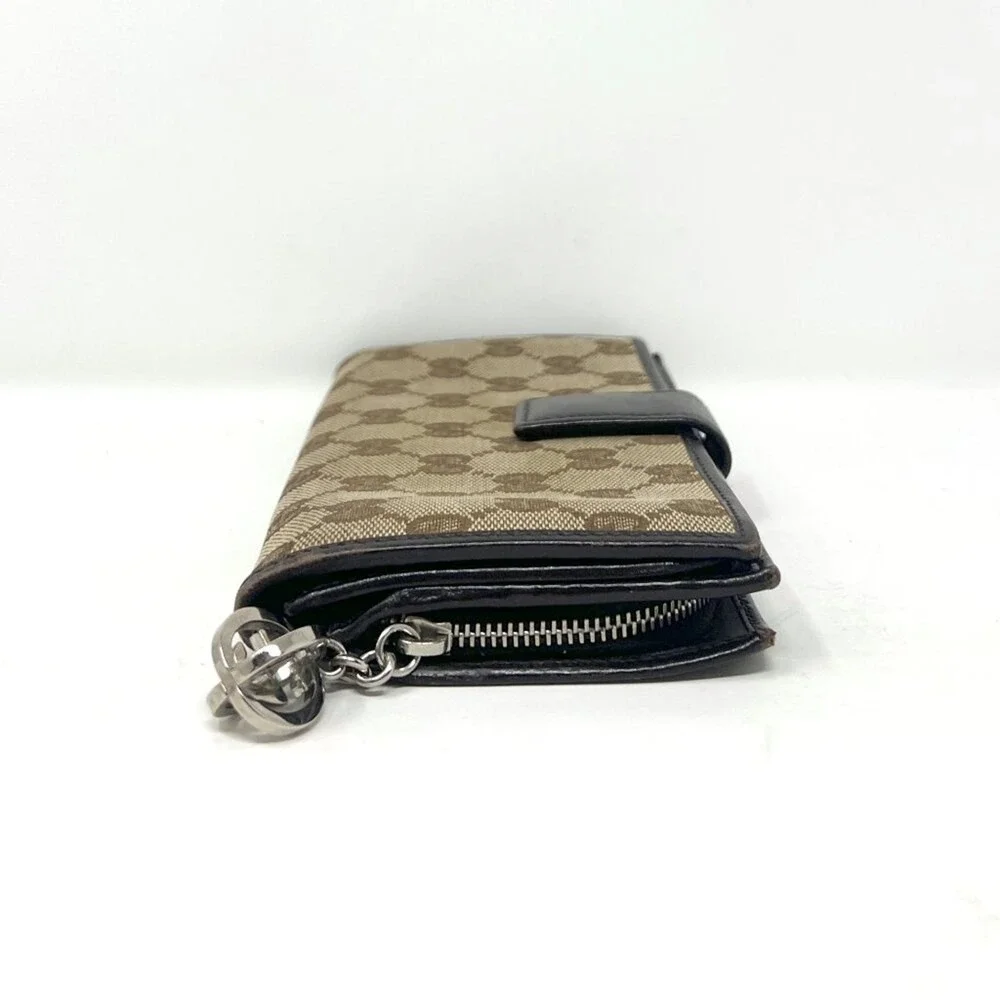 Gucci GG Monogram Canvas Zip Wallet‎ Black Leather Trim - Picture 2 of 12